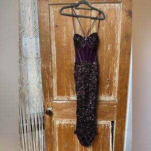 Purple sequin corset dress. New with tags.